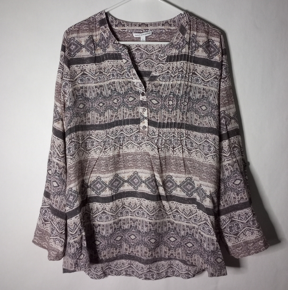 Notations patterned blouse size large